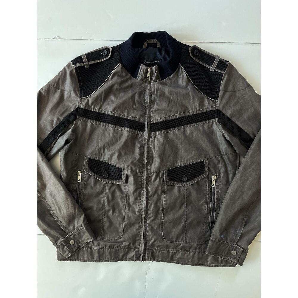 INC International Concepts Jacket Men L Gray Military Michael Jackson Style Flaw